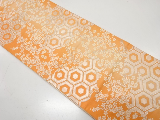 JAPANESE KIMONO / ANTIQUE FUKURO OBI / SILK / WOVEN KIKKO PATTERN